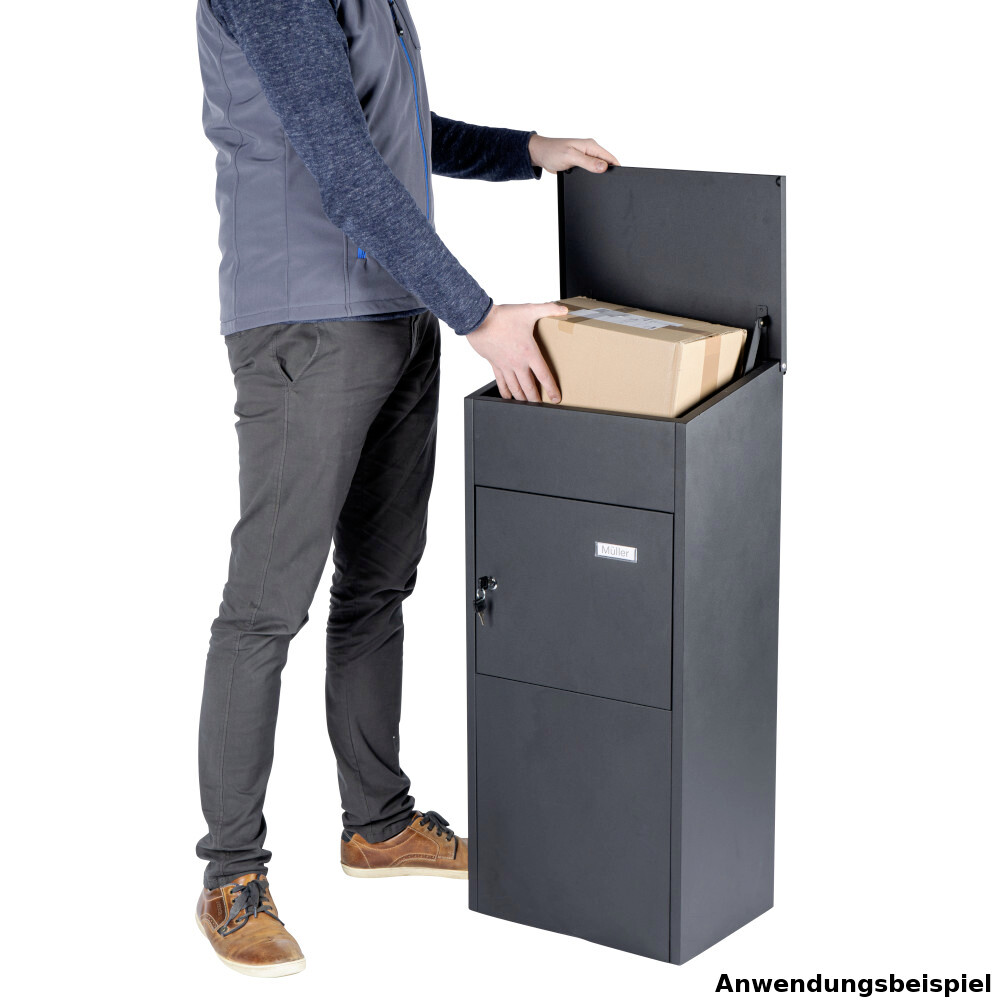 Paketbriefkasten aus Stahlblech in schwarz image number 1