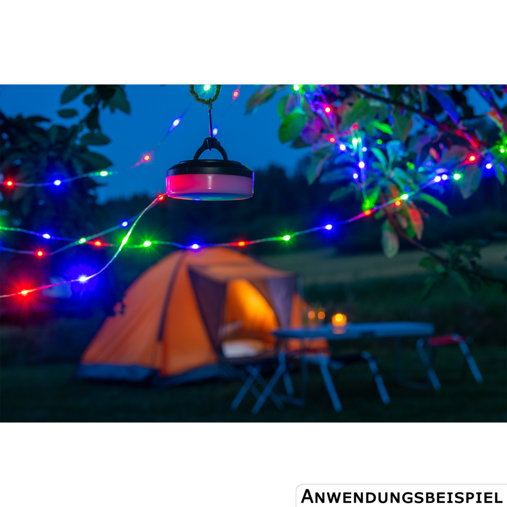 Akku LED Campinglampe mit 10m Lichterkette Farbmodi image number 4