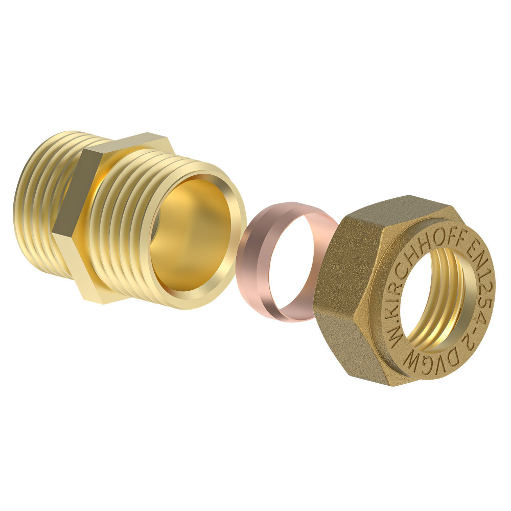Klemmfitting 15mm 1/2"AG &Uuml;bergangsst&uuml;ck Messing Verbindungsst&uuml;ck image number 2