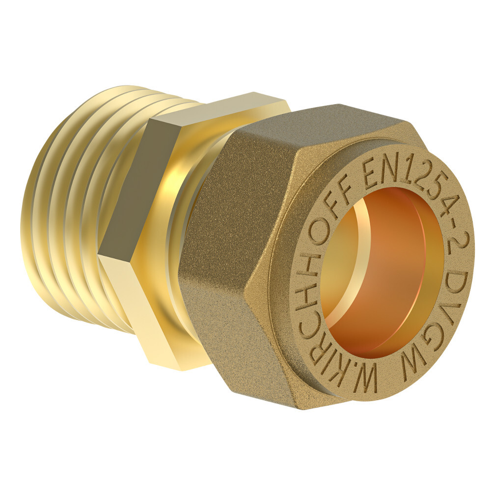 Klemmfitting 15mm 1/2"AG &Uuml;bergangsst&uuml;ck Messing Verbindungsst&uuml;ck