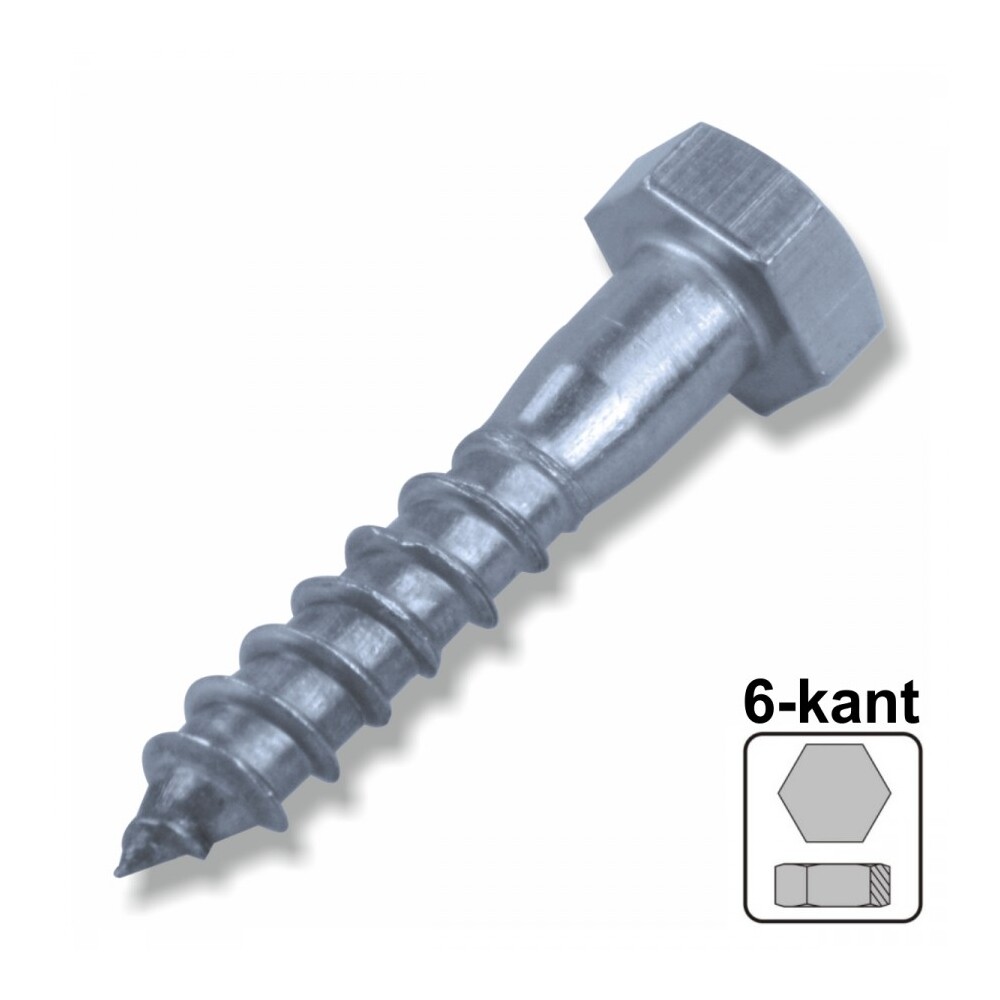 Sechskant Holzschraube 10,0x50mm A2 Edelstahl DIN571 6-kant Schl&uuml;sselschraube