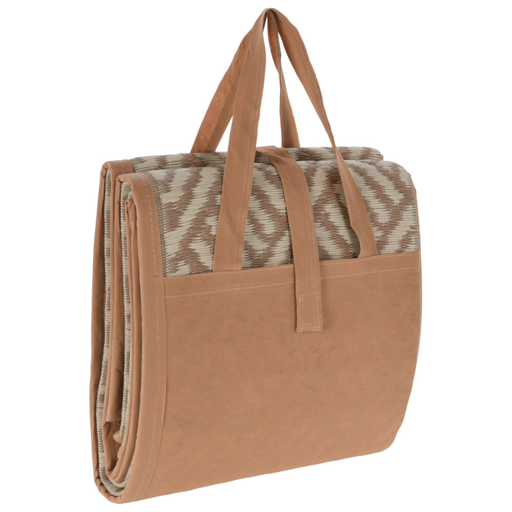 Camping-Bodenmatte 90 x 180 cm mit Tragegriff aus Kunststoff in Beige