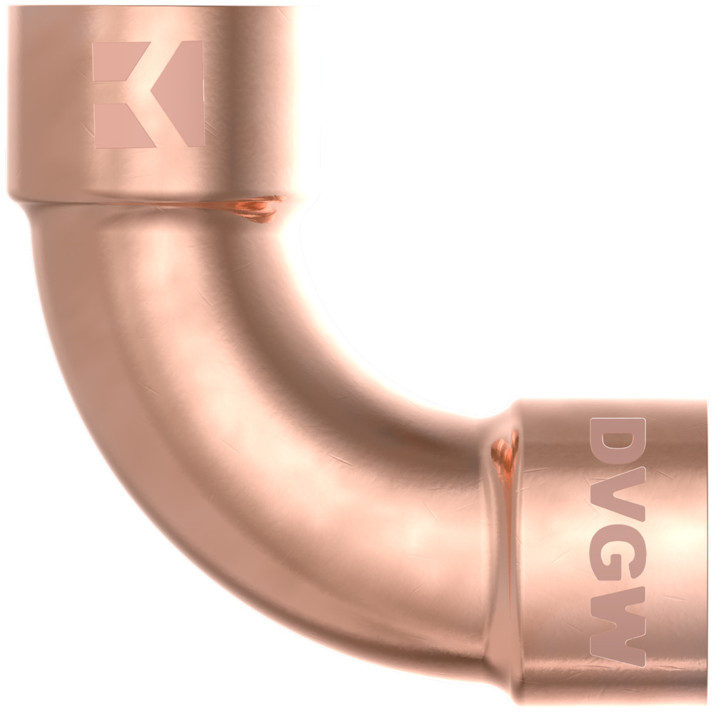 10 x Doppel-Bogenmuffe 90&deg; Kupfer-L&ouml;tfitting 22 mm - Vorratspack image number 1