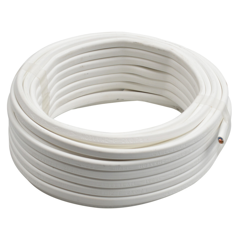 Schlauchleitung H03VVH2-F 2 x 0,75mm&sup2; 10 m PVC flach in Wei&szlig;