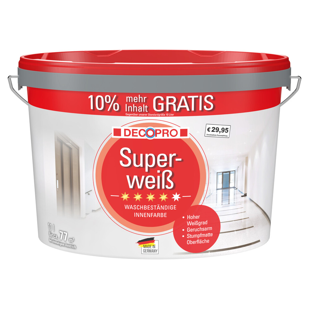 DECOPRO Superwei&szlig; Wandfarbe 11 Liter