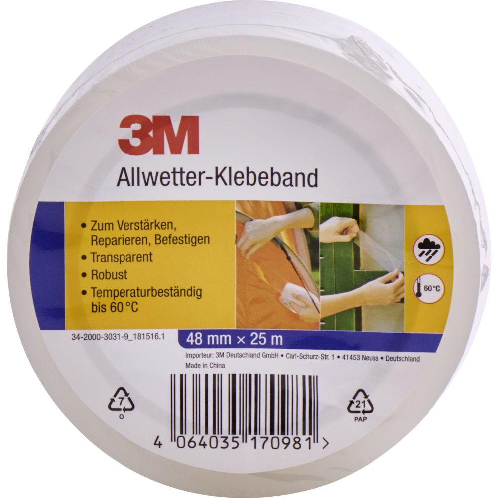 3M Allwetterklebeband transparent 48mmx25m image number 1