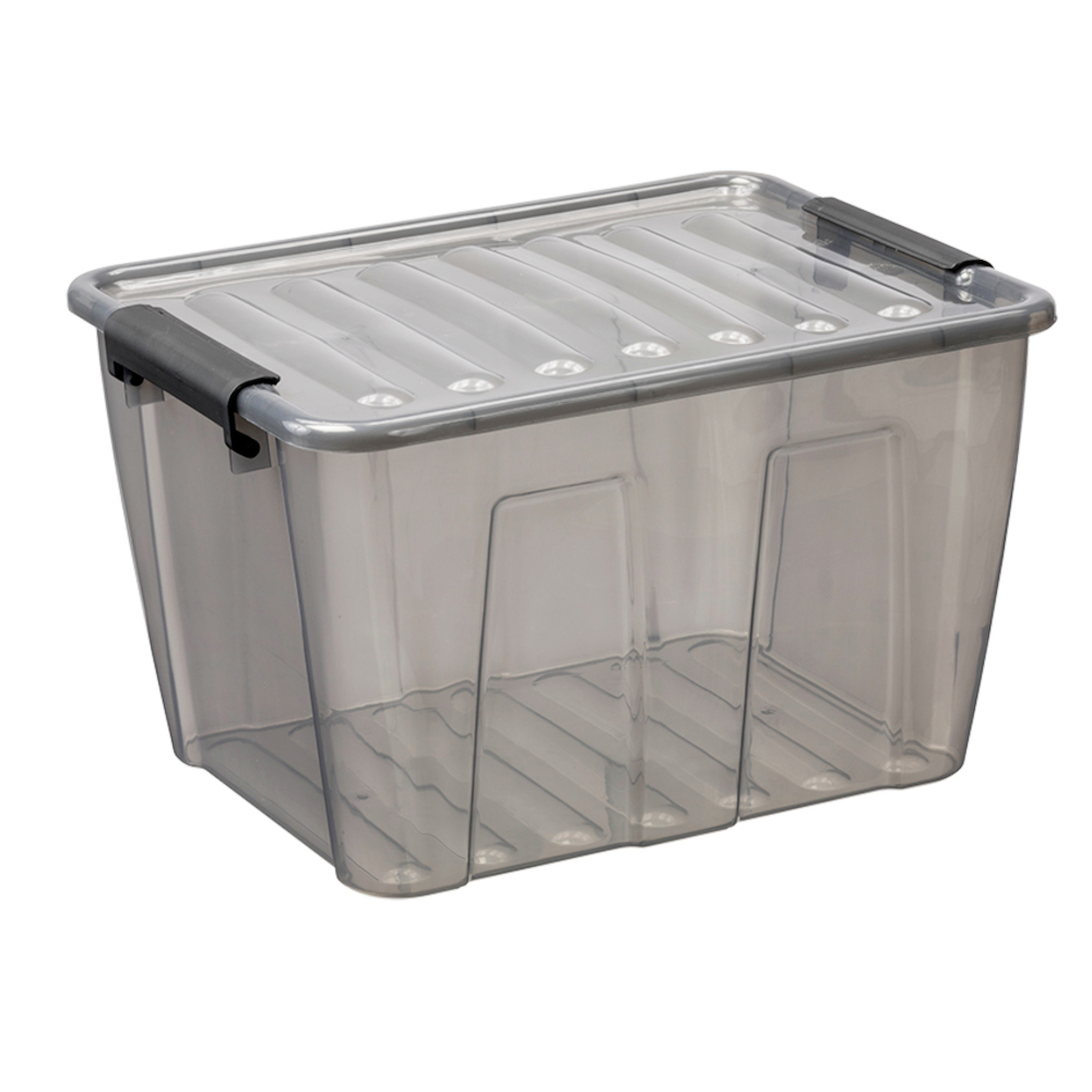 Aufbewahrungsbox 15 Liter mit Deckel, Grau-Transluzent