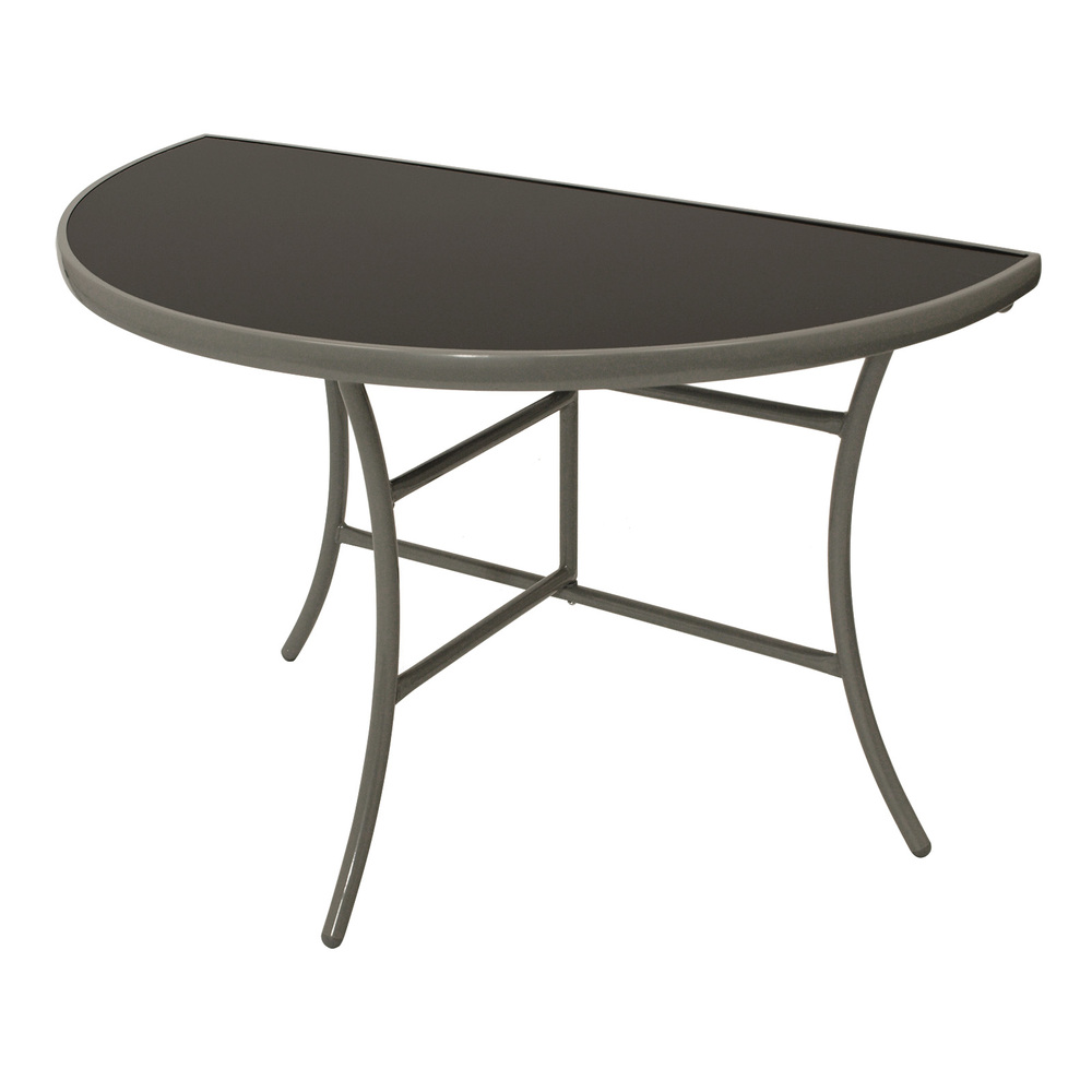 Wandtisch 110 x 58 x 71 cm halbrund Stahl & Glas