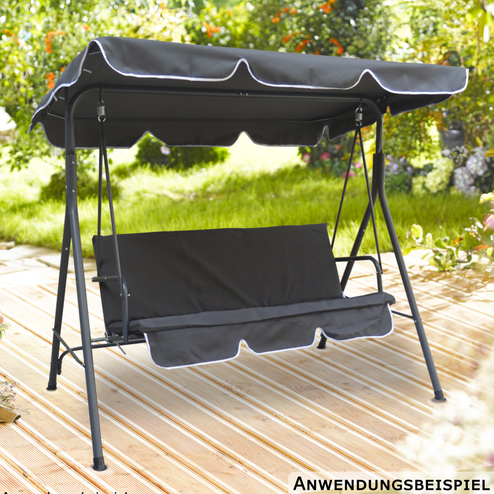 Hollywoodschaukel 3-Sitzer mit Stahlgestell in anthrazit image number 1