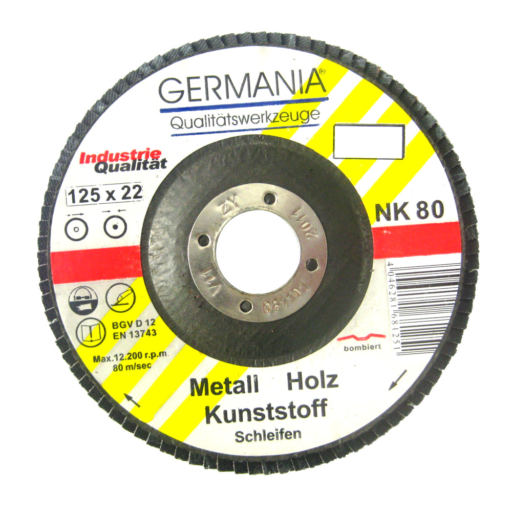 GERMANIA&reg; F&auml;cherscheibe 125x22,23 NK80 bombiert