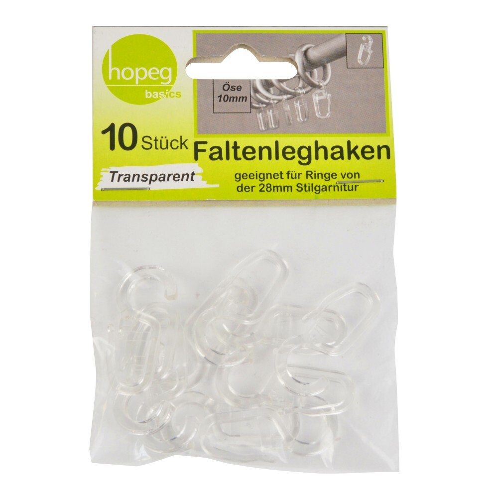 Faltenleghaken transparent 10 mm 10 St&uuml;ck aus Kunststoff