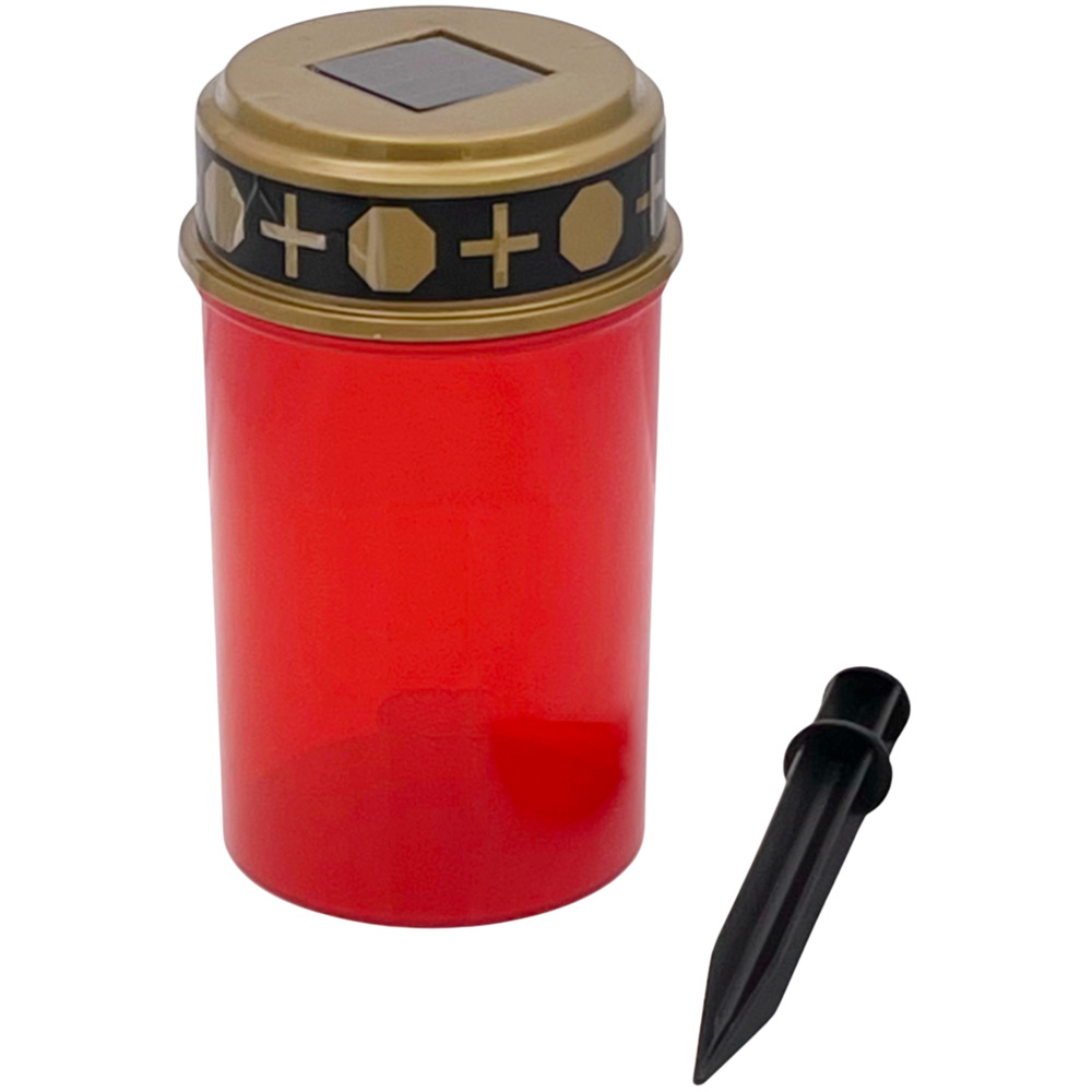 Grablicht solarbetrieben &Oslash; 7,3 x 12 cm in Rot