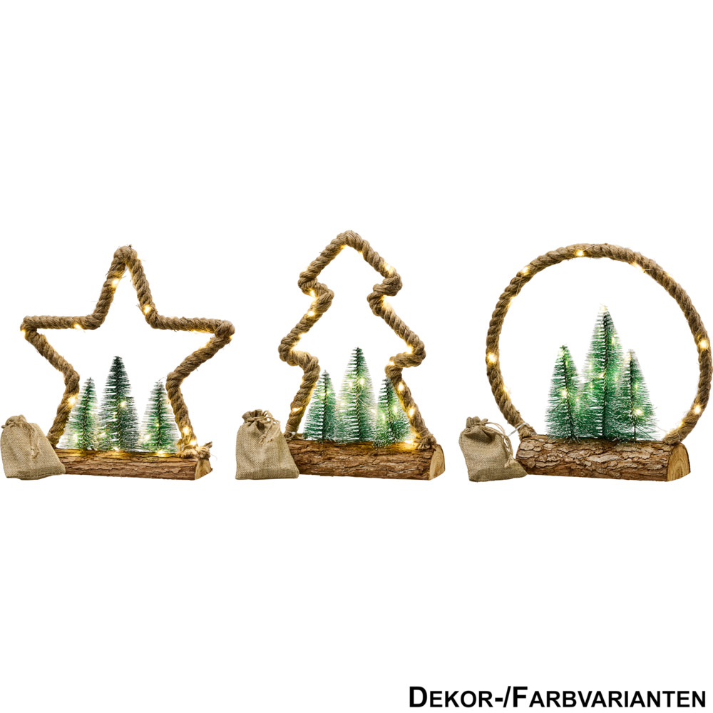 LED-Weihnachtsdeko Jute 30 LEDs 3-fach sortiert