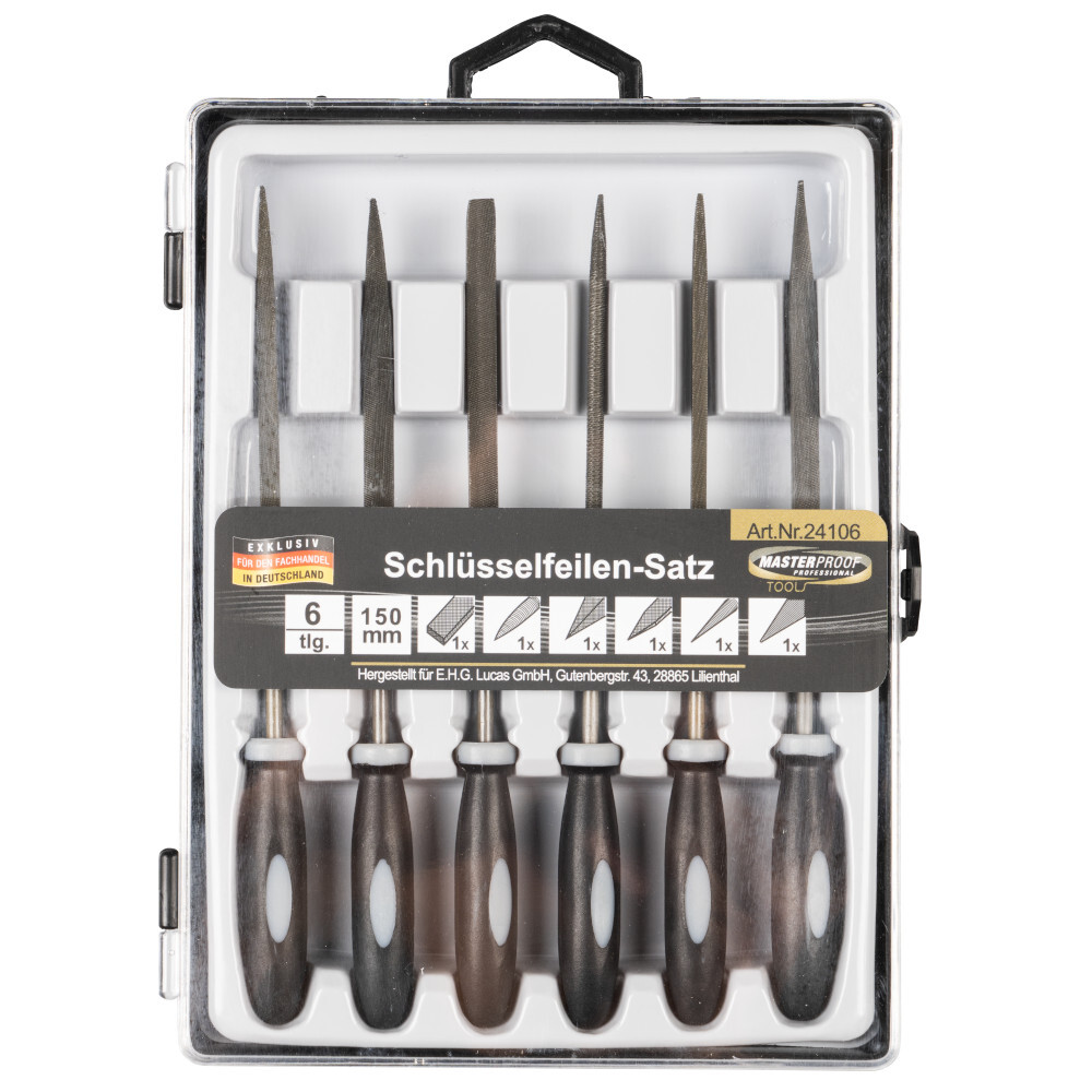 Schl&uuml;sselfeilen Satz 6 -teilig mit Kunststoffheft und Kunststoffbox