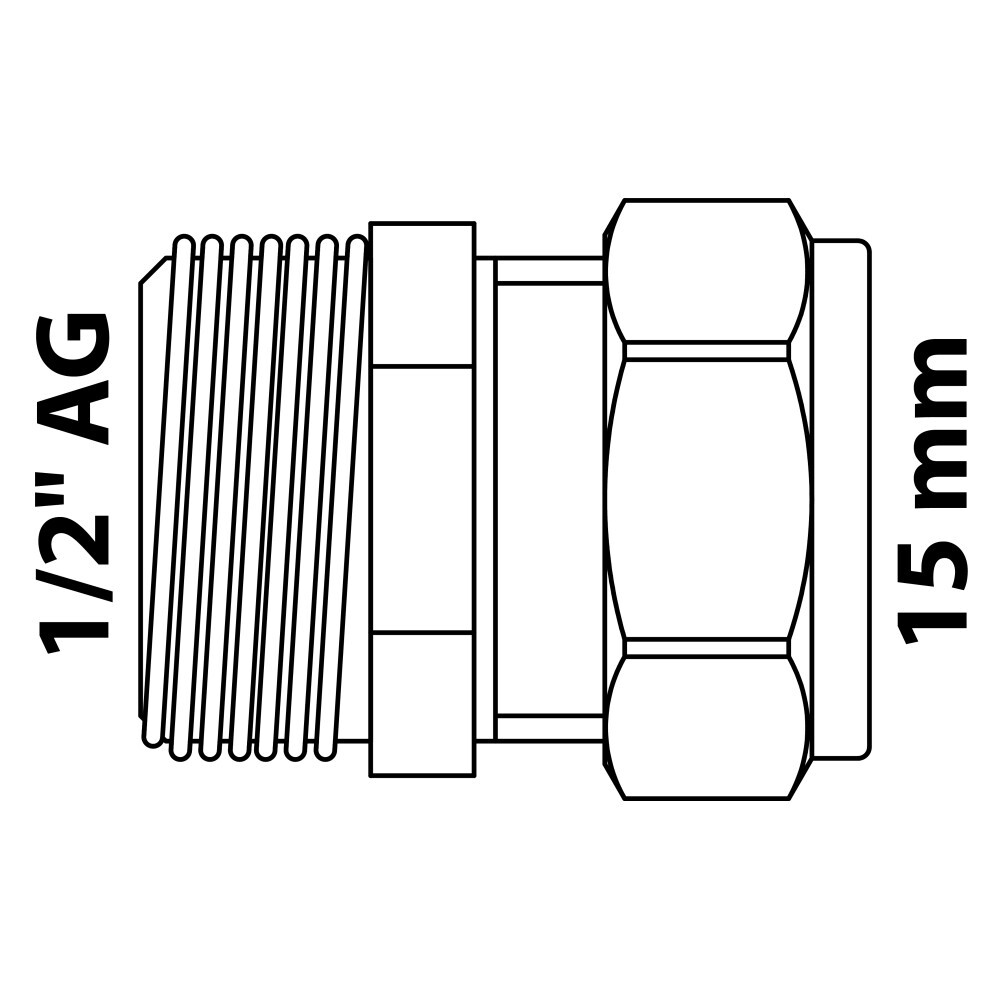Klemmfitting 15mm 1/2"AG &Uuml;bergangsst&uuml;ck Messing Verbindungsst&uuml;ck image number 3