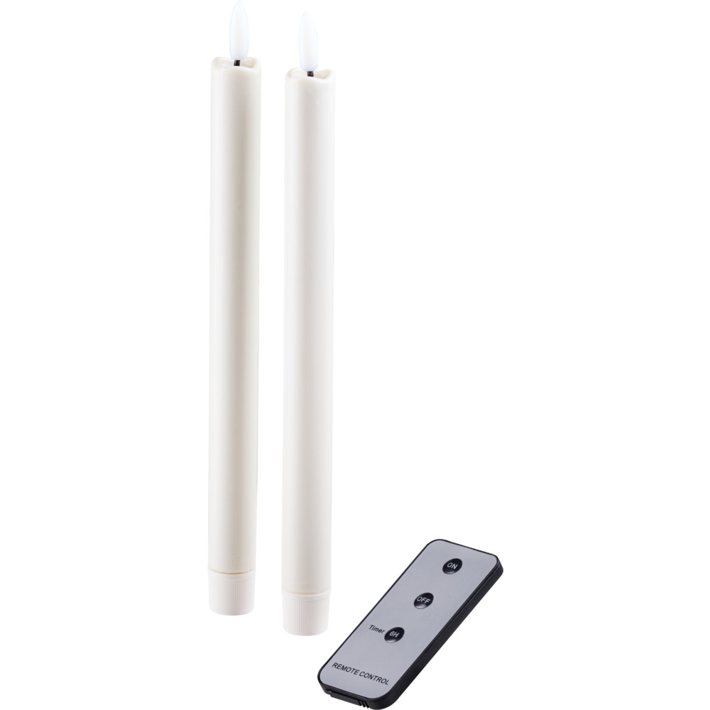 LED-Dinnerkerzen Echtwachs flackernd 2er-Set wei&szlig;