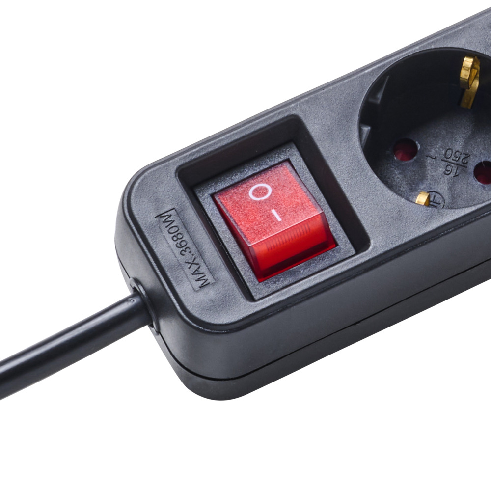 Steckdosenleiste 1,4 m 3-fach in schwarz mit Schalter image number 1