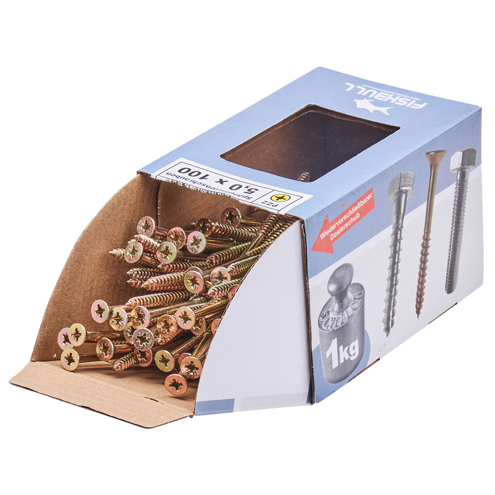 Spanplattenschraube 5,0 x 100 mm  PZ 1kg FISHBULL-Pack Senkkopf Teilgewinde Kreuzschlitz image number 3
