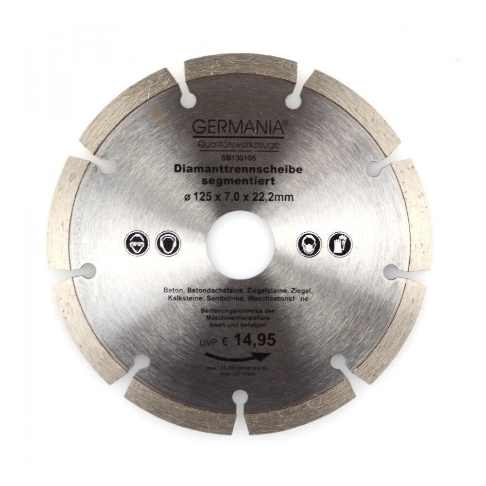 Diamanttrennscheibe 125x2,0x22,2mm segmentiert Beton Ziegeln Sandsteine