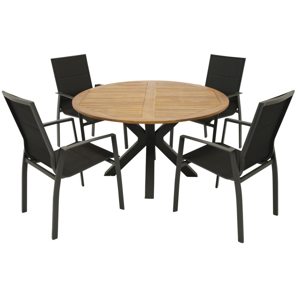 Gartensitzgruppe 5-teilig mit Tisch rund aus Akazie