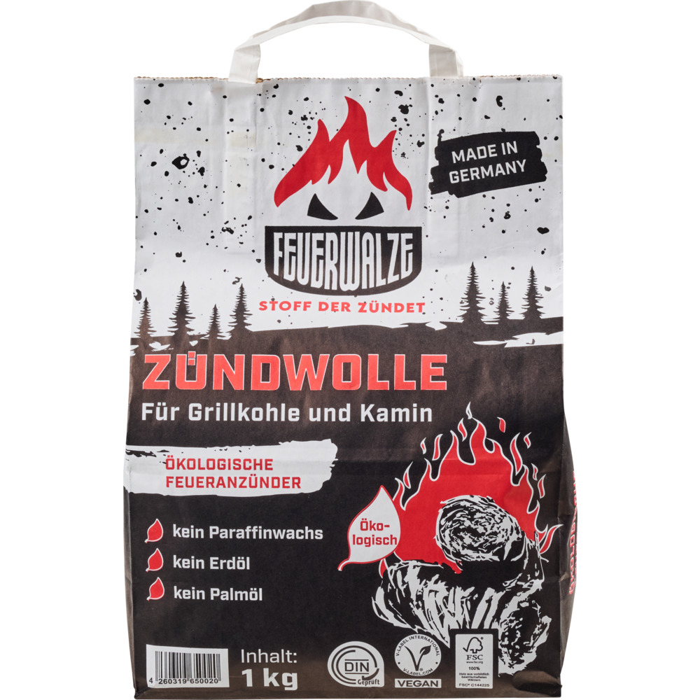 Anz&uuml;ndwolle &Ouml;ko 1 kg in der Papiert&uuml;te