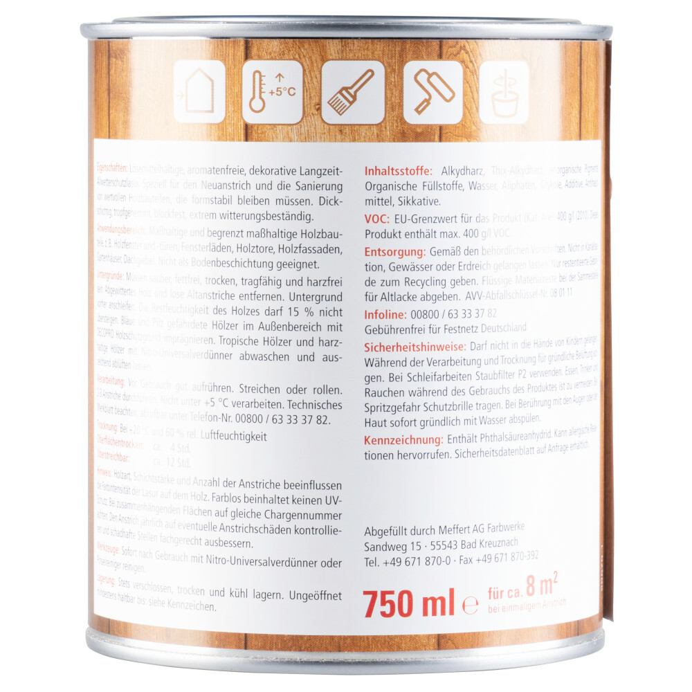 DECOPRO Dauerschutzlasur seidengl&auml;nzend in mahagoni f&uuml;r au&szlig;en image number 1