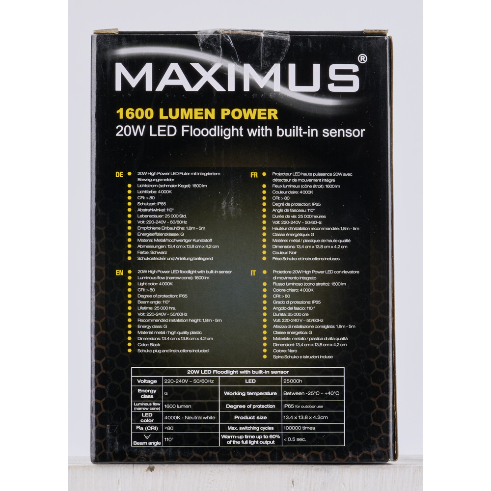 LED-Fluter 20 Watt 1600 Lumen mit Bewegungssensor image number 4