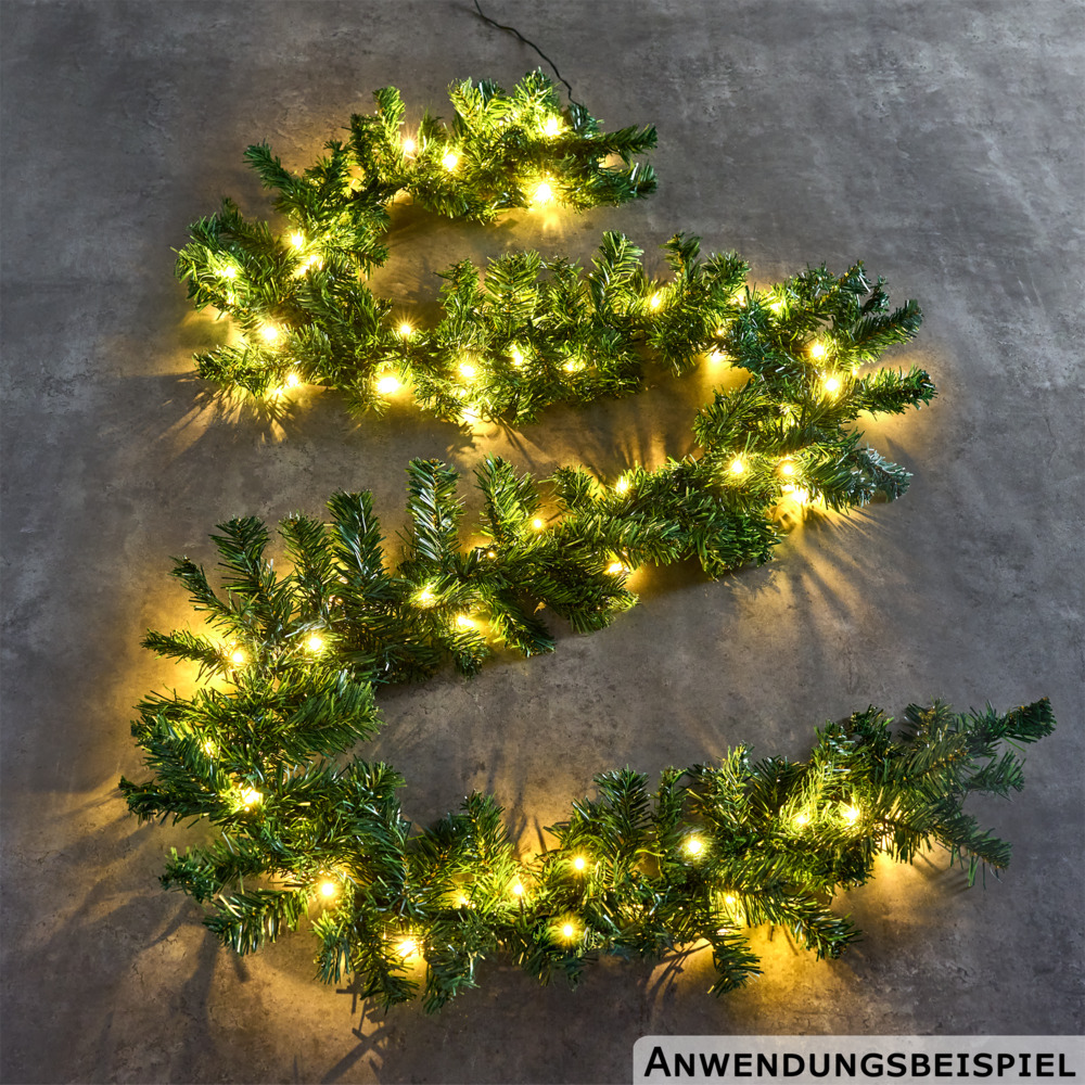Tannengirlande k&uuml;nstlich 270 cm mit 60 warmwei&szlig;en LEDs image number 3