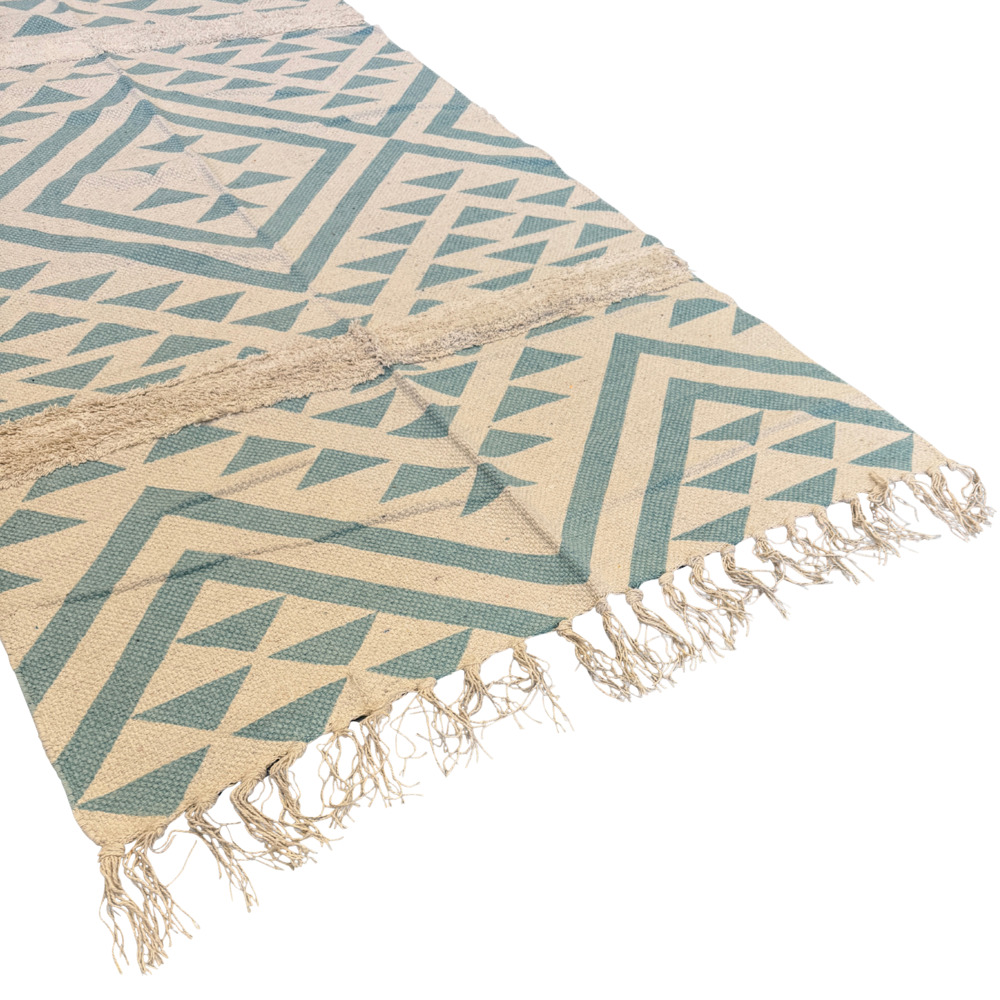 Baumwollteppich 70 x 140 cm in T&uuml;rkis image number 1