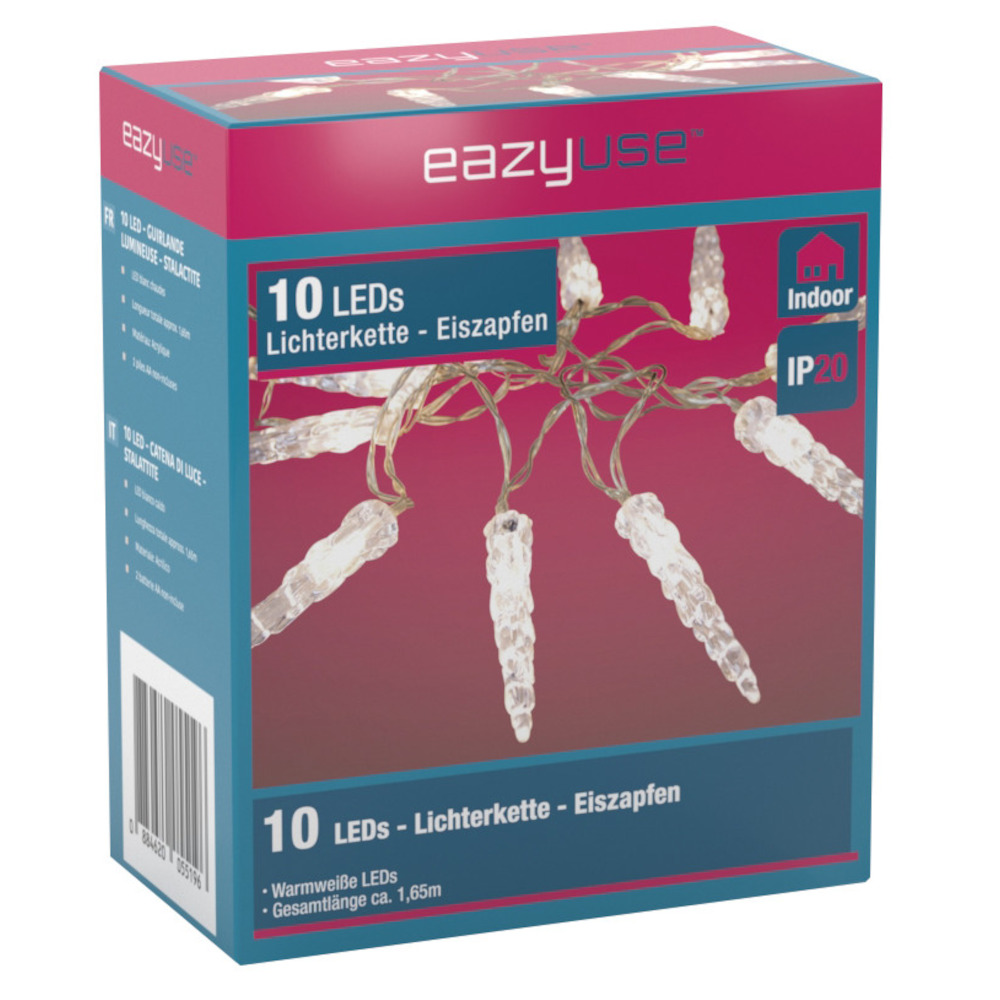 LED-Lichterkette 2,2 m mit 20 Eiszapfen und 20 LEDs