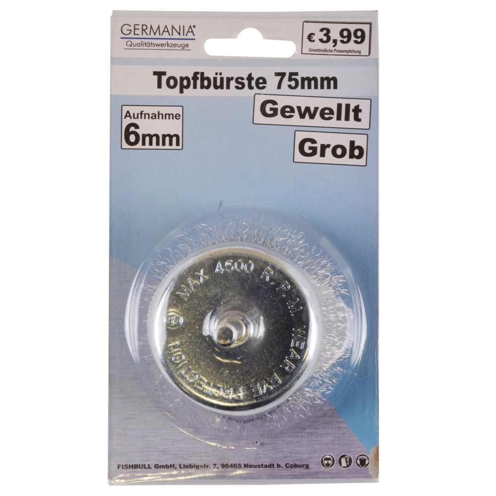 Topfb&uuml;rste grob gewellt &Oslash;75mm Stahldraht image number 1