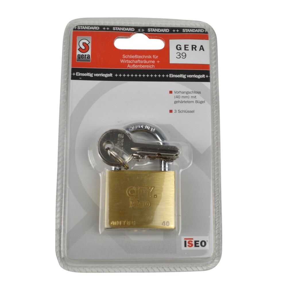 Vorhangschloss Gera 39 MS 40 mm mit 3 Schl&uuml;sseln image number 1