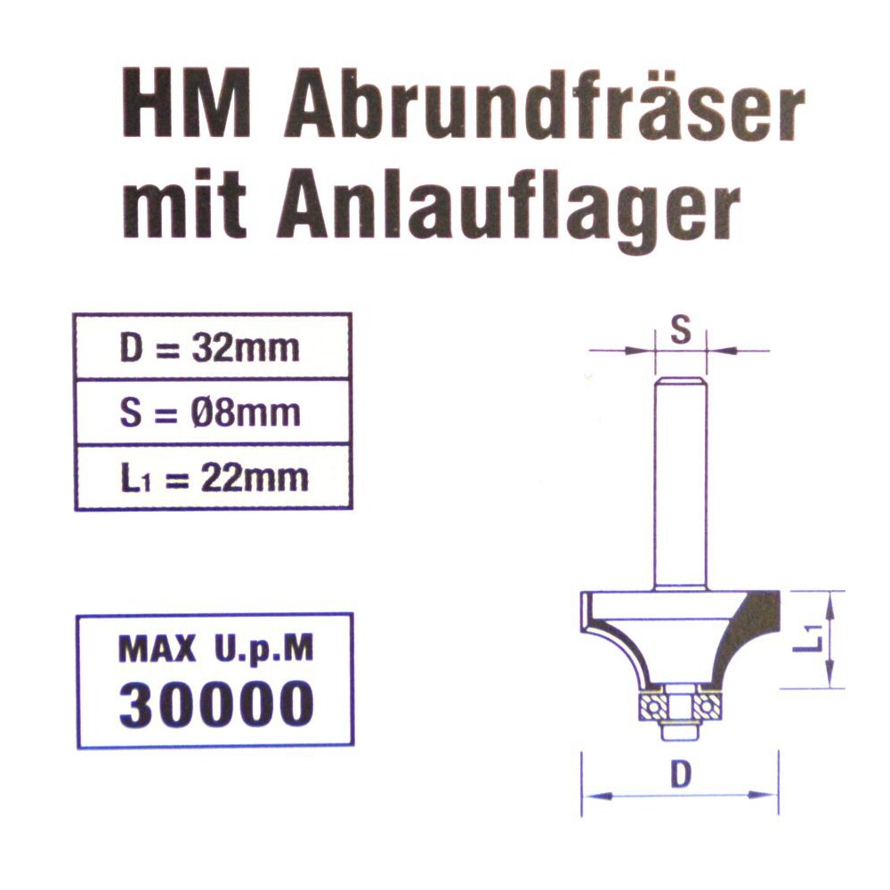 Drillcraft HM-Abrundfr&auml;ser 32 mm image number 1