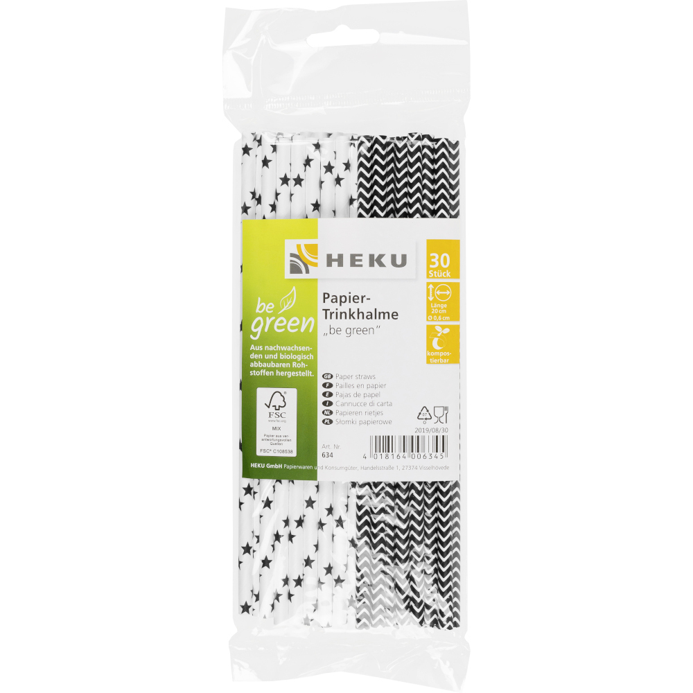 Papier-Trinkhalme "be green", 30 St&uuml;ck, gerade, &Oslash; 6 mm x 20 cm image number 2