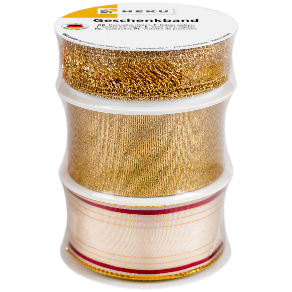 3er Geschenkband-Set in verschiedene Dekore und Breiten image number 2
