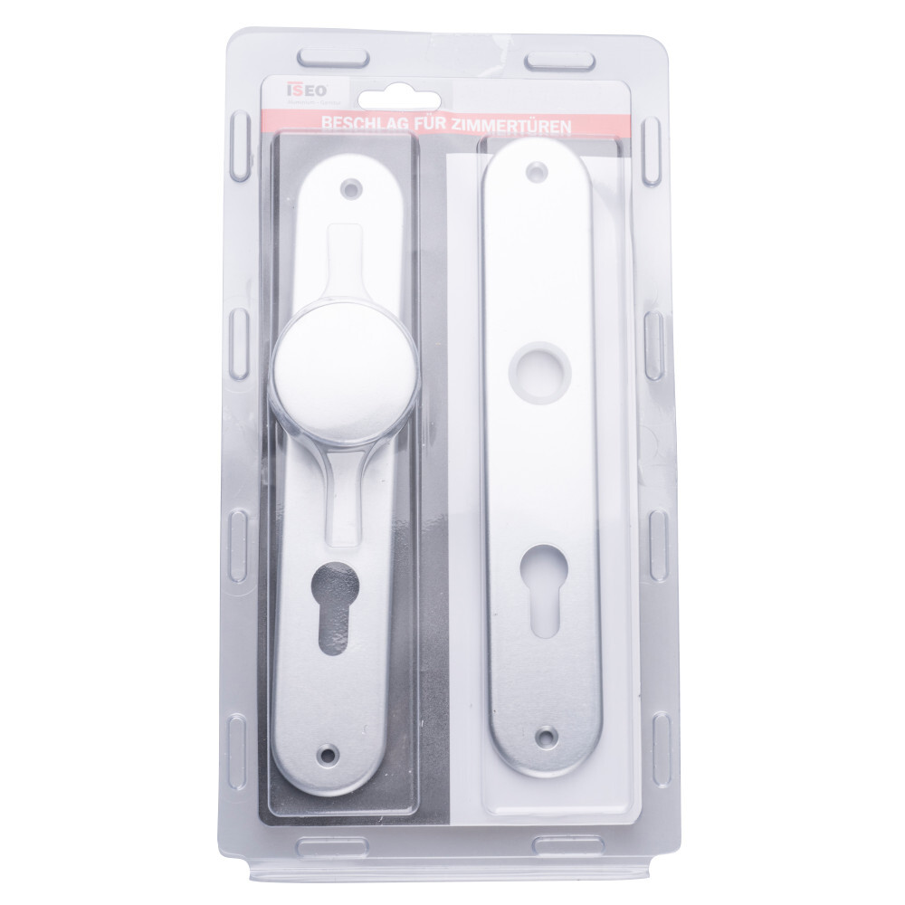 Zimmert&uuml;rgarnitur 72 mm Aluminium mit Knauf und Dr&uuml;cker image number 1