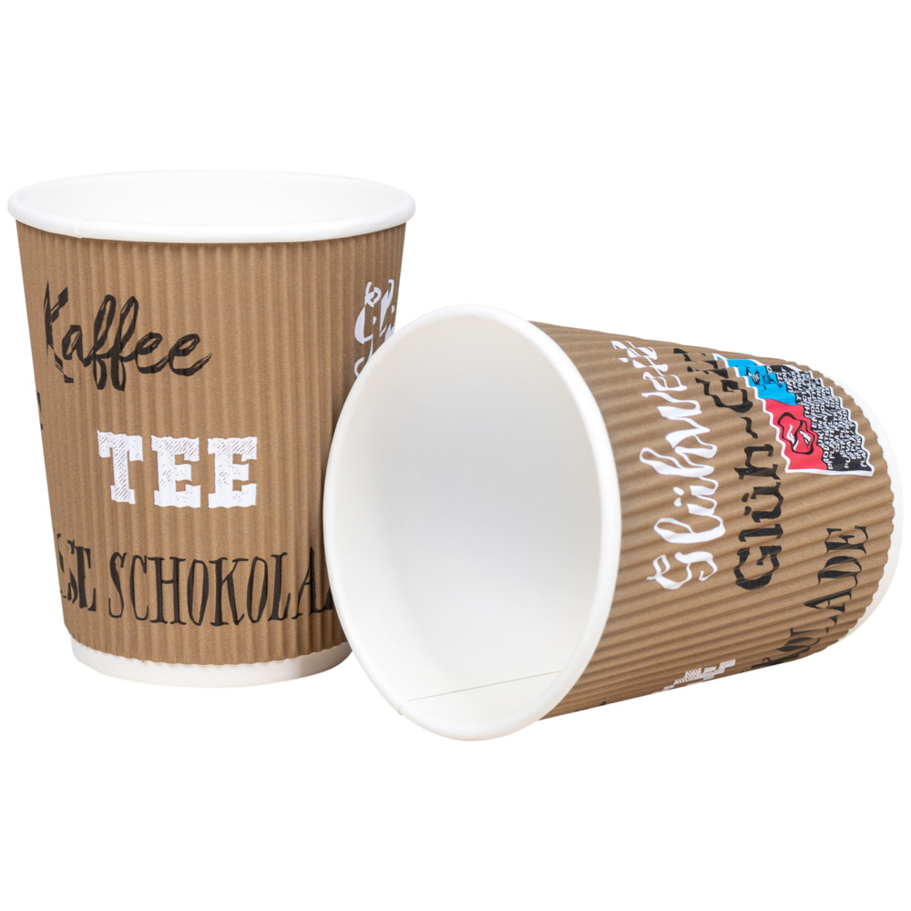 Getr&auml;nkebecher 0,2 Liter 25 St&uuml;ck aus Riffel-Pappe