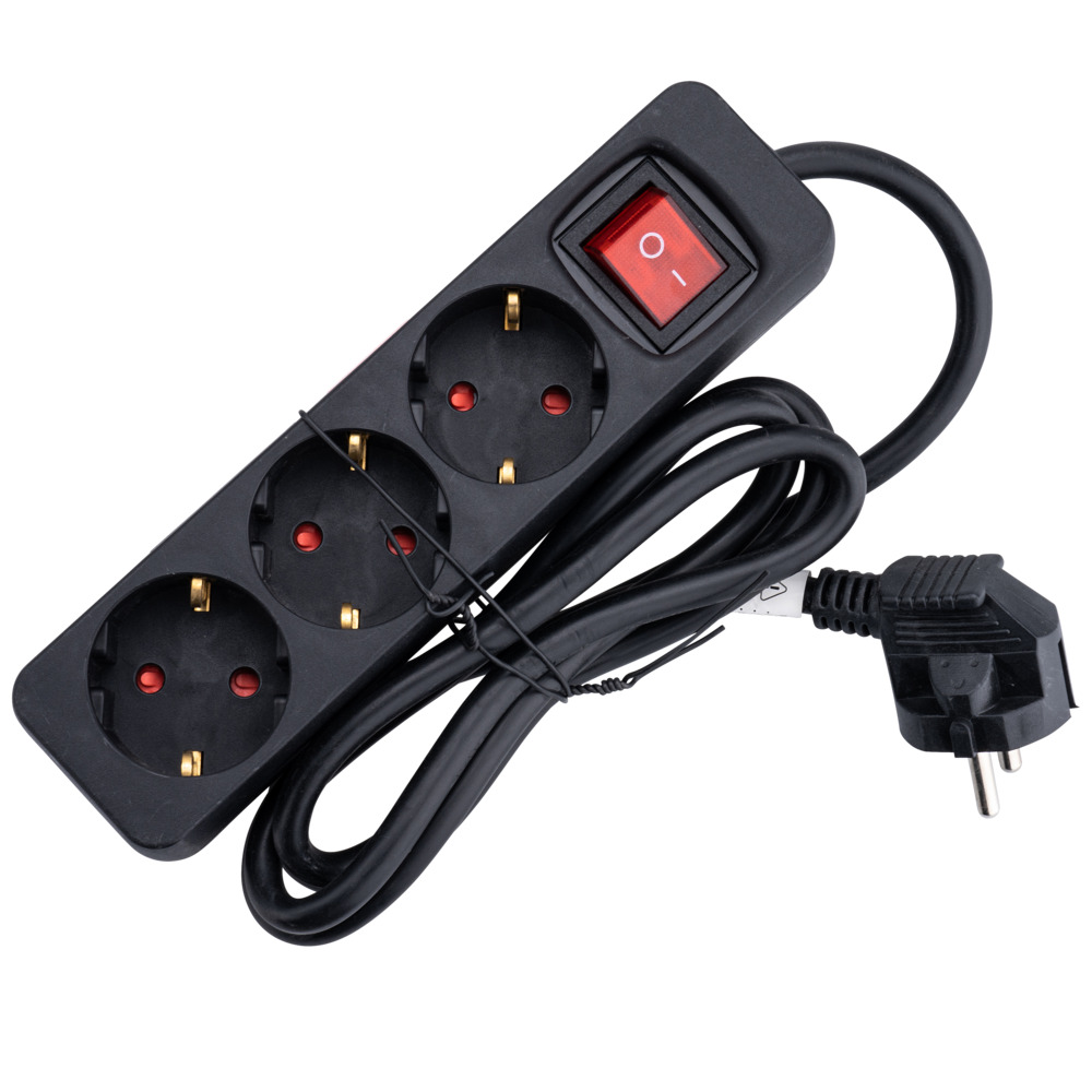 Steckdosenleiste 1,4 m 3-fach in schwarz mit Schalter image number 2
