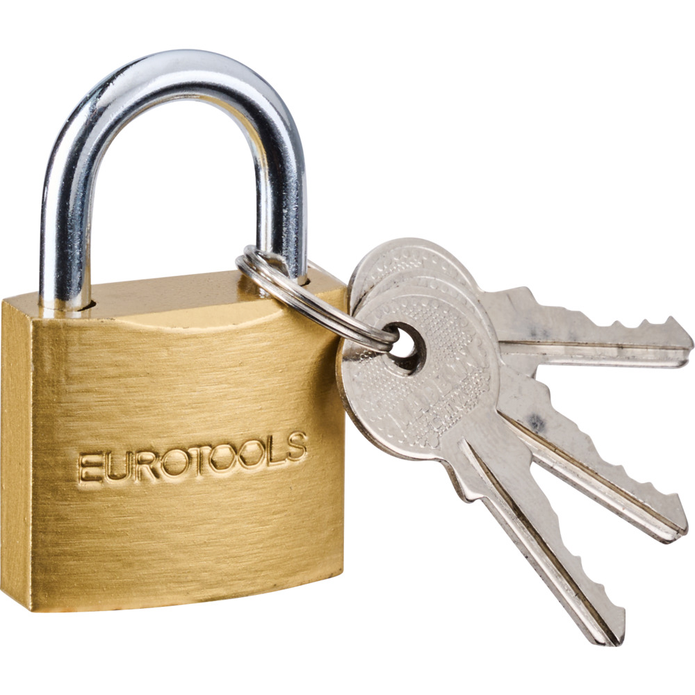 Vorh&auml;ngeschloss Keller 30 mm aus Messing mit 3 Schl&uuml;ssel
