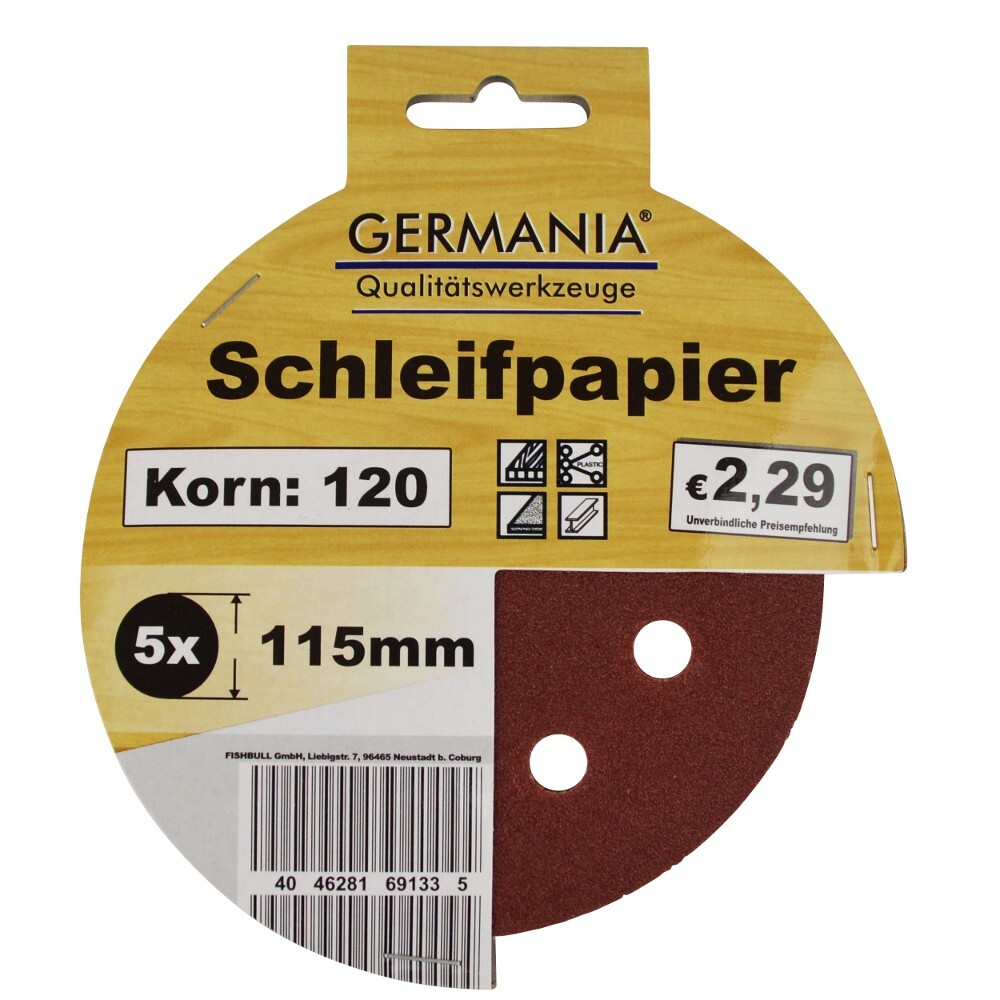 Schleifscheibe Schleifpapier rund 5 St. 115mm Korn 120