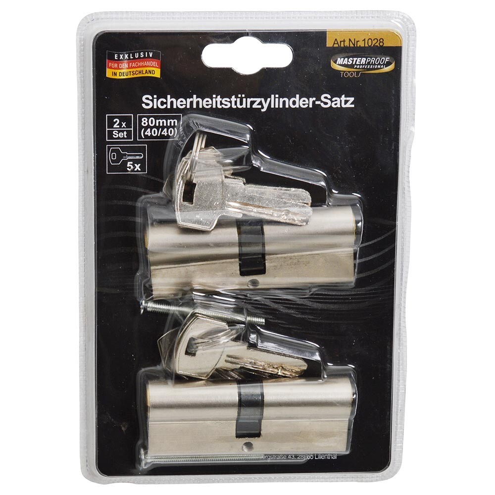 Sicherheitst&uuml;rzylinder Satz 2-teilig 80 mm