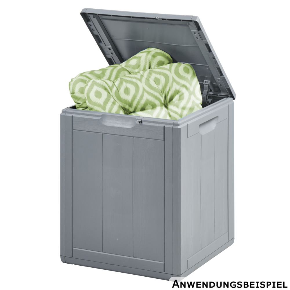 Aufbewahrungsbox 90 Liter aus grauem Kunststoff mit Holzoptik image number 3