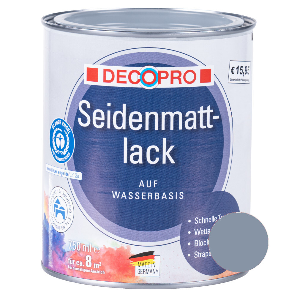 DECOPRO Acryl silbergrau Seidenmattlack 750 ml