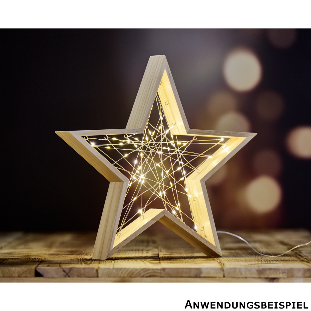 LED-Holzstern 60 Mikro-LEDs 33,5 x 32,5 x 5,5 cm image number 1