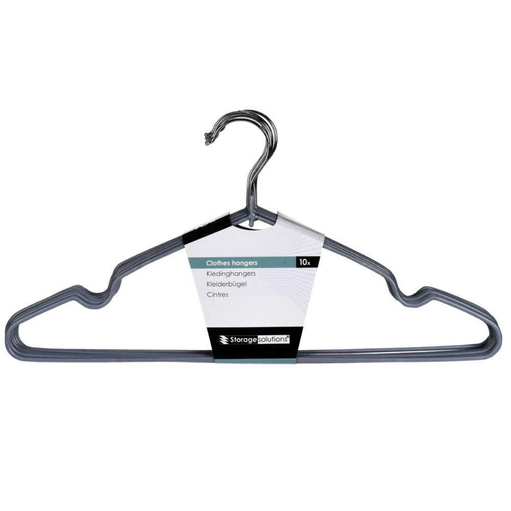 Kleiderb&uuml;gel Set 10-teilig mit Steg in Grau