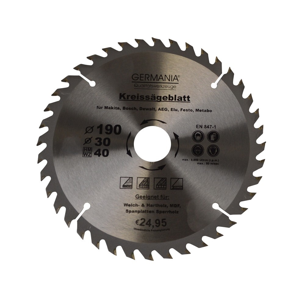 H.M. Holz-S&auml;geblatt Durchmesser &Oslash; 190 mm 40 Z&auml;hne