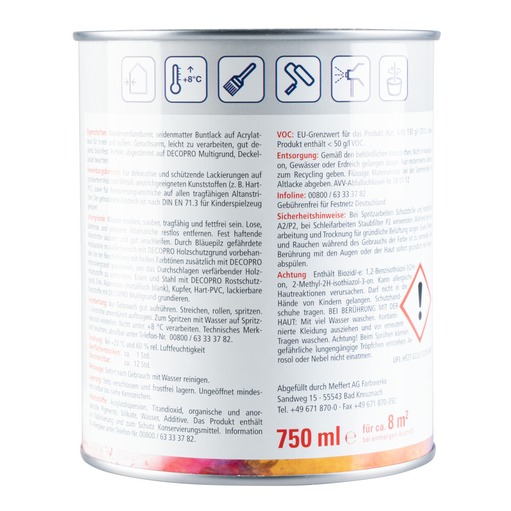 DECOPRO Acryl Seidenmattlack tiefschwarz RAL 9005 f&uuml;r innen und au&szlig;en image number 1