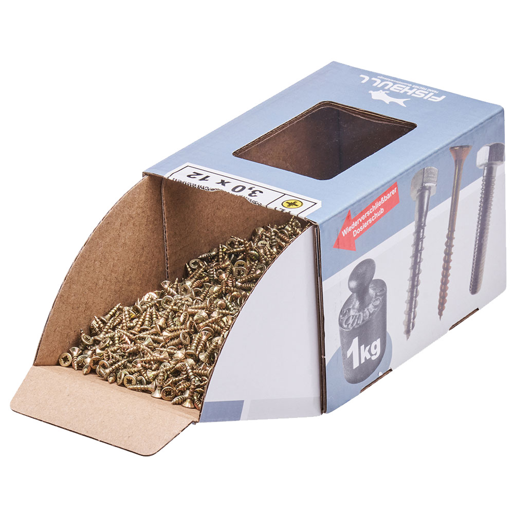 Spanplattenschraube 3,0x12 mm PZ 1kg FISHBULL-Pack Senkkopf Vollgewinde Kreuzschlitz image number 3