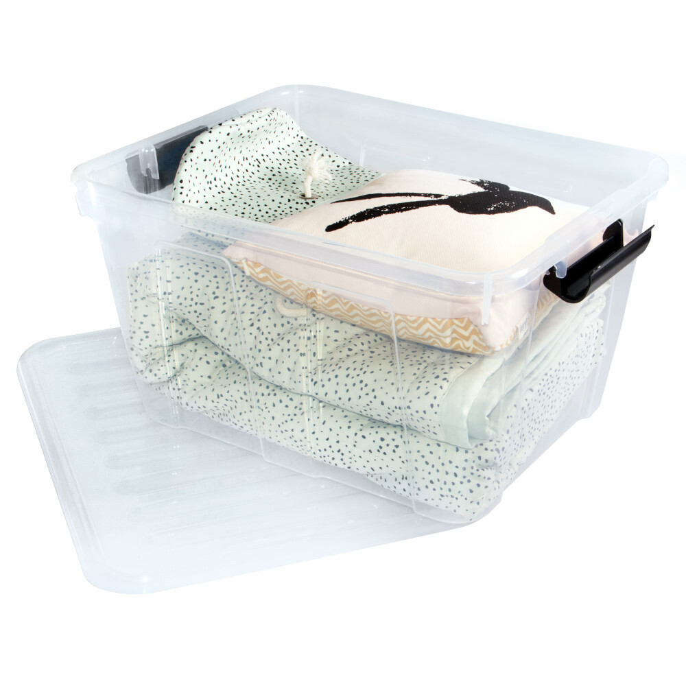 Aufbewahrungsbox 30 Liter mit Deckel, Grau-Transluzent image number 7