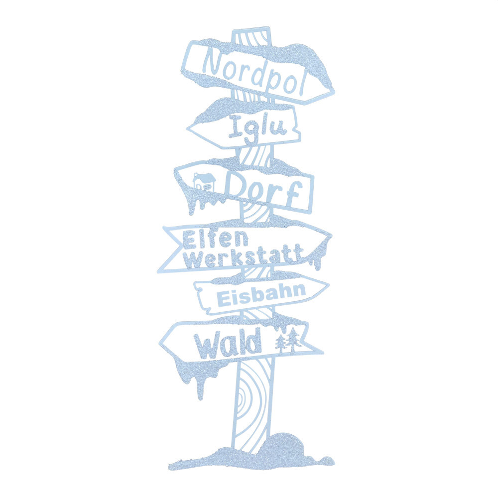 Fensteraufkleber Wegweiser 23 x 49 cm mit Glitzer
